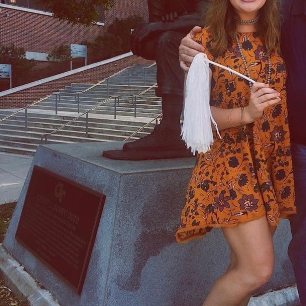 Urban Outfitters Mustard Yellow Flowy Floral Dress